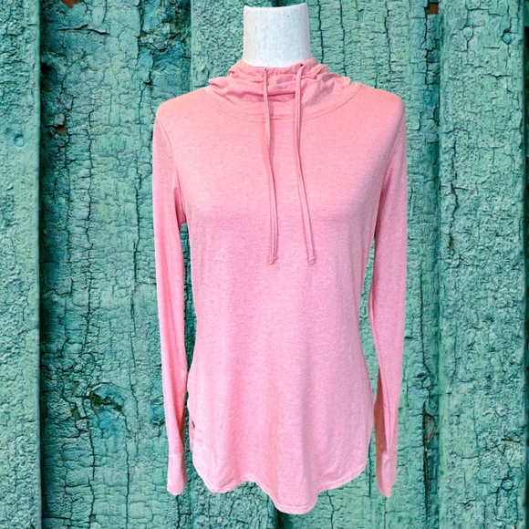 Reebok Womens Lightweight Long Sleeve Hooded Pullover Peachy-Pink Size Medium - Picture 11 of 13